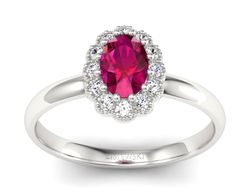 Pierścionek zaręczynowy z rubinem i brylantami - P15116br