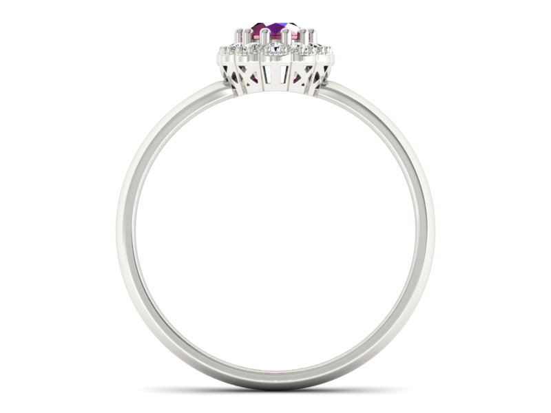 Pierścionek zaręczynowy z rubinem i brylantami - P15116br