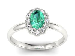 Złoty Pierścionek ze szmaragdem i brylantami - P15116bsm