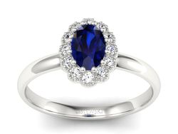 Pierścionek z szafirem i brylantami białe złoto - P15116bsz