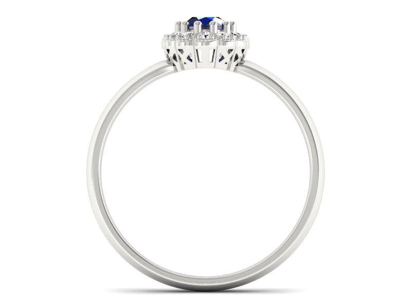 Pierścionek z szafirem i brylantami białe złoto - P15116bsz - 2