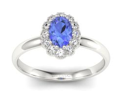 Pierścionek z tanzanitem białe złoto z brylantami - P15116bt