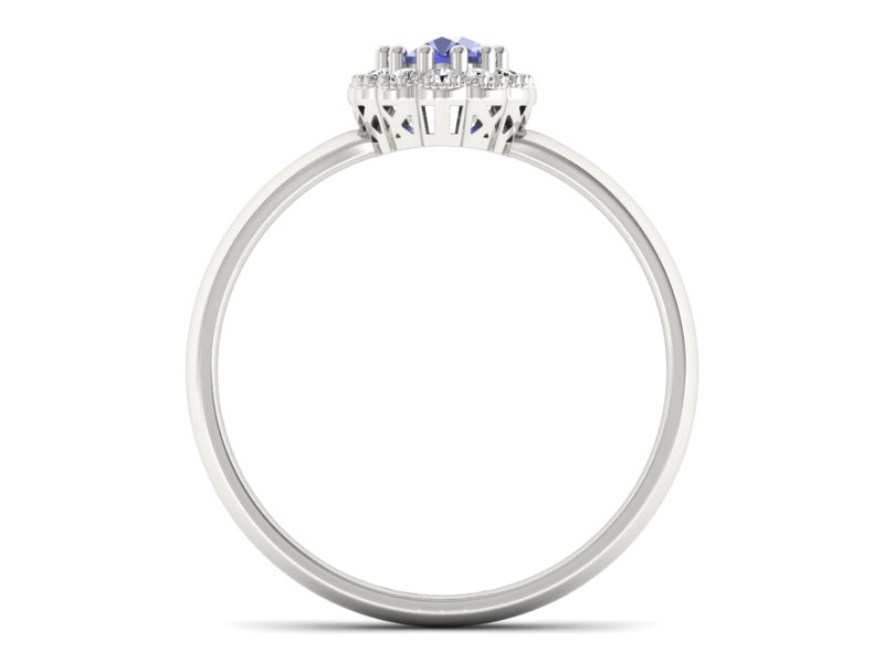 Pierścionek z tanzanitem białe złoto z brylantami - P15116bt - 2