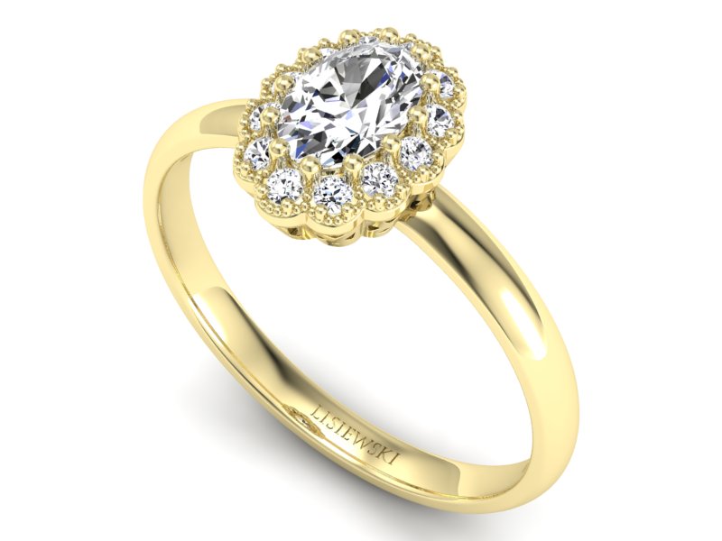 Złoty Pierścionek z diamentami żółte złoto 585 - P15116z - 3