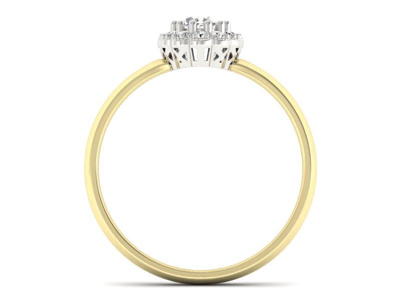 Pierścionek z diamentami żółte białe złoto - P15116zb - 2