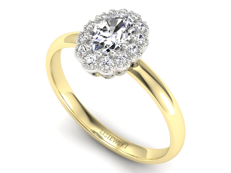 Pierścionek z diamentami żółte białe złoto - P15116zb - 3