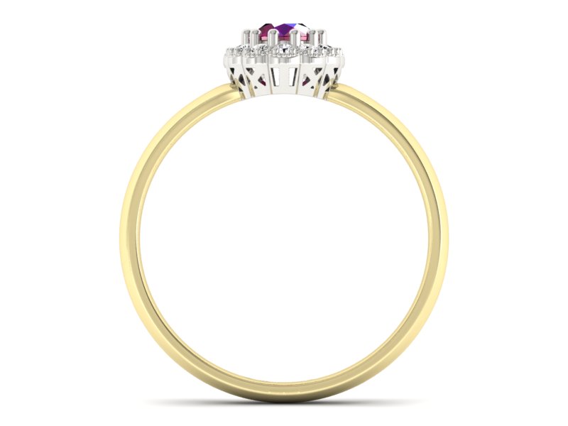 Złoty Pierścionek z rubinem i brylantami - P15116zbr - 2