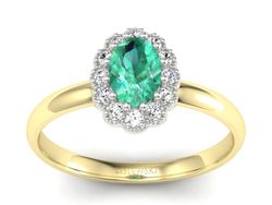 Złoty pierścionek ze szmaragdem i brylantami - P15116zbsm