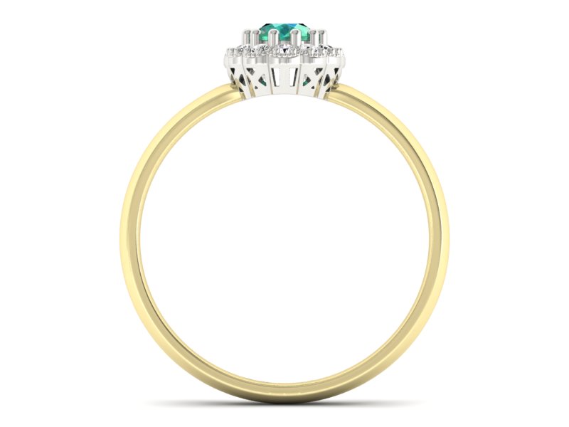 Złoty pierścionek ze szmaragdem i brylantami - P15116zbsm - 2