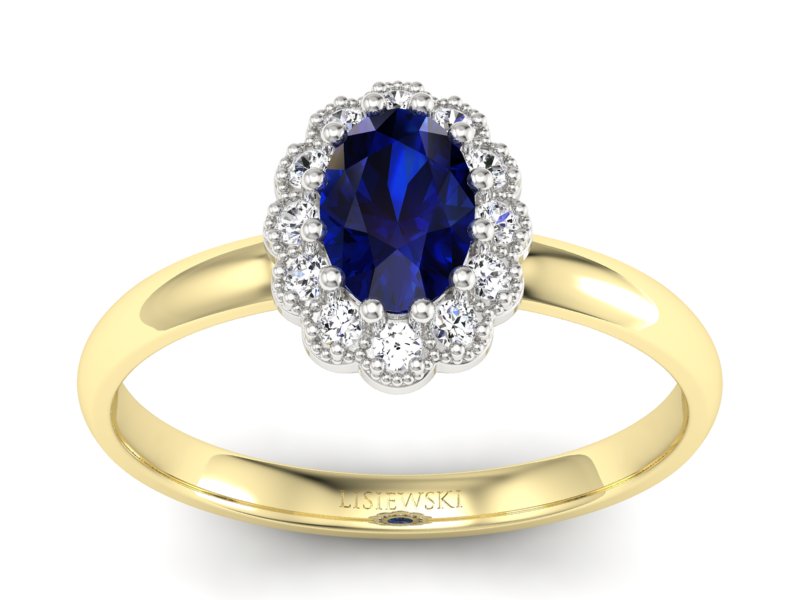 Pierścionek szafir i brylanty żółte złoto 585 - P15116zbsz - 1