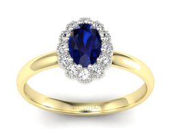 Pierścionek szafir i brylanty żółte złoto 585 - P15116zbsz
