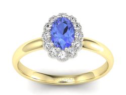Pierścionek z tanzanitem i brylantami złoto 585 - P15116zbt