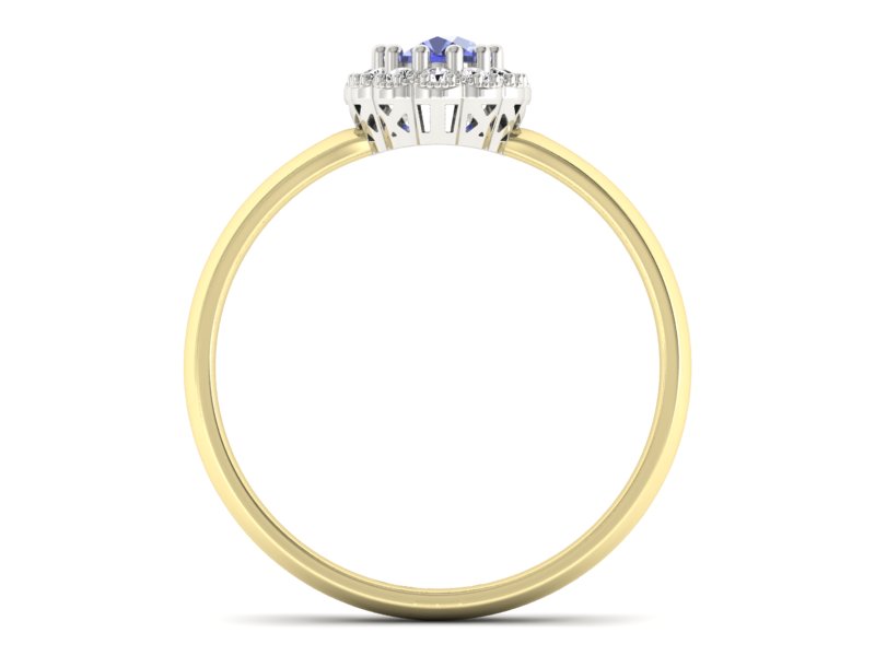 Pierścionek z tanzanitem i brylantami złoto 585 - P15116zbt - 2