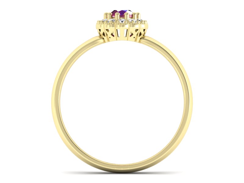 Pierścionek z rubinem i brylantami żółte złoto - P15116zr - 2