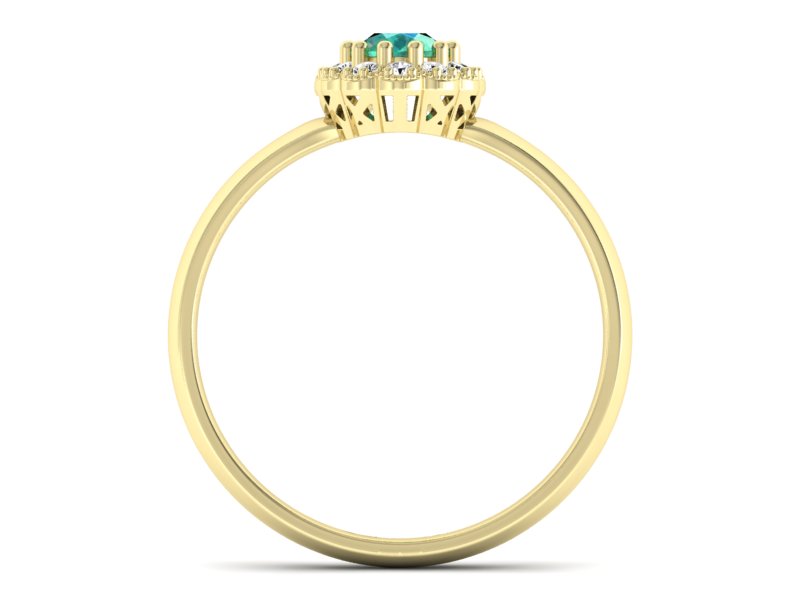 Złoty Pierścionek ze szmaragdem i diamentami - P15116zsm