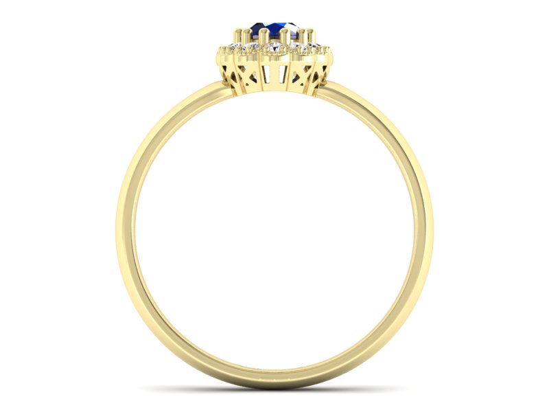 Pierścionek z szafirem i brylantami żółte złoto - P15116zsz - 2