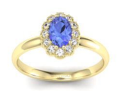 Pierścionek z tanzanitem i brylantami żółte złoto - P15116zt