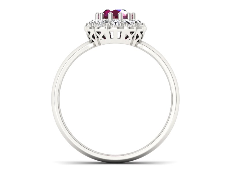 Pierścionek z rubinem i brylantami białe złoto - p15117br - 2