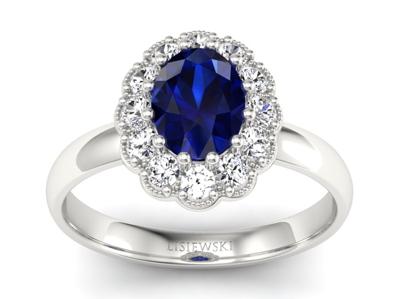 Pierścionek z szafirem i brylantami - p15117bsz - 1