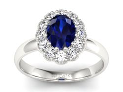 Pierścionek z szafirem i brylantami - p15117bsz