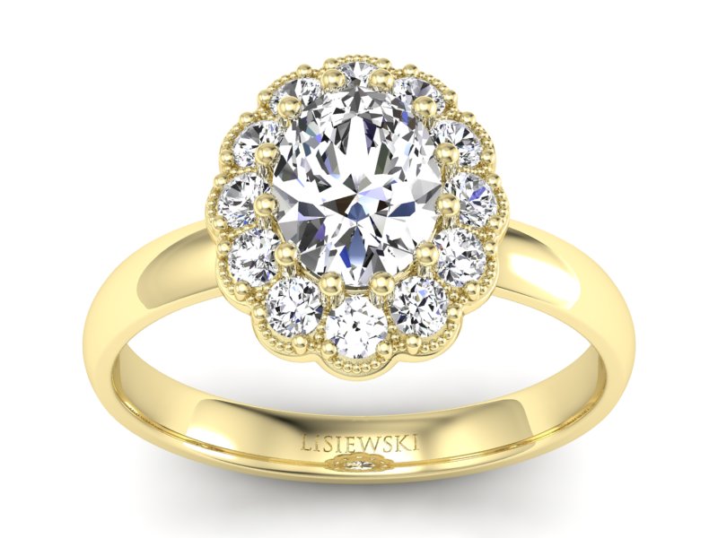 Złoty pierścionek z diamentami żółte złoto - P15117Z - 1