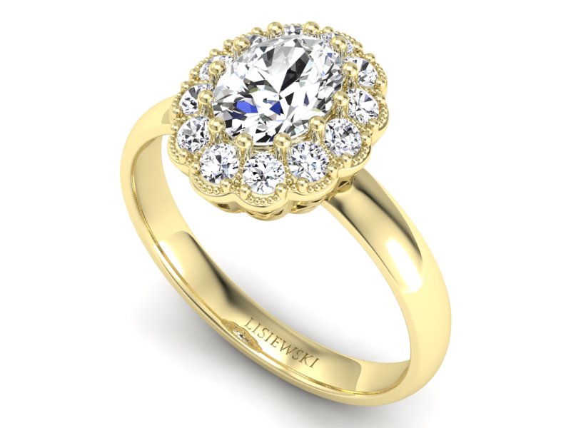 Złoty pierścionek z diamentami żółte złoto - P15117Z - 3