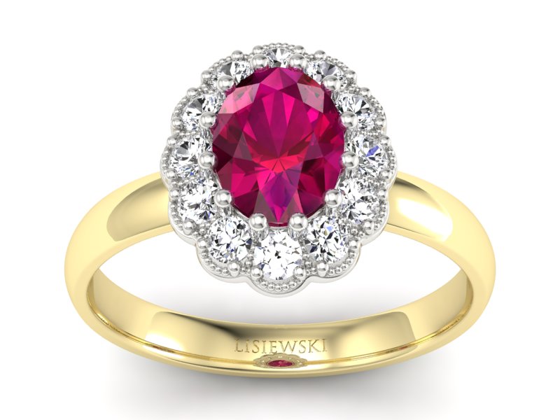 Pierścionek z rubinem i diamentami - p15117zbr - 1