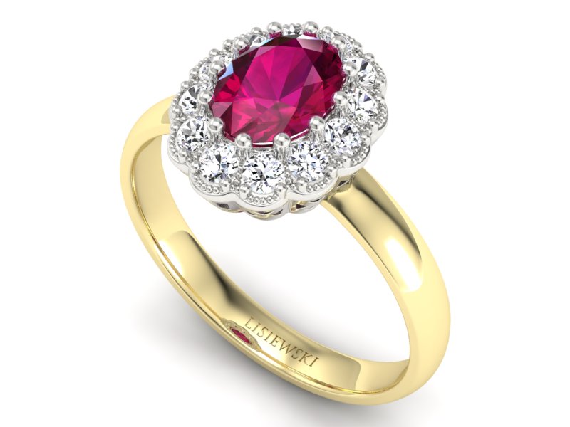 Pierścionek z rubinem i diamentami - p15117zbr - 3