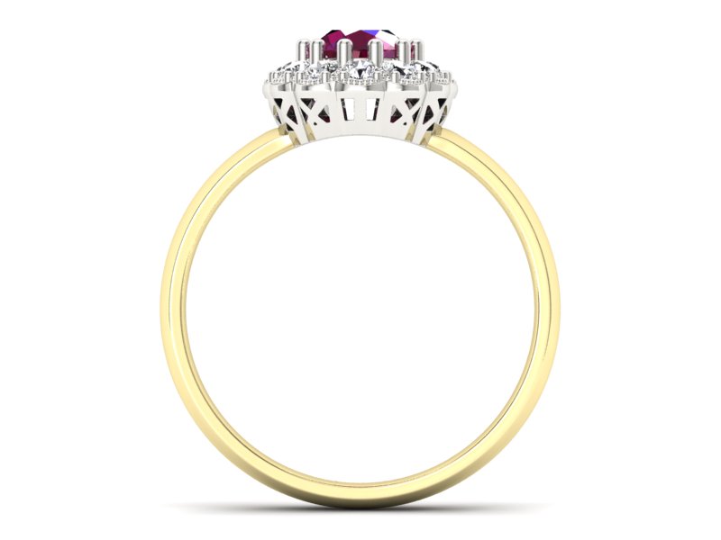 Pierścionek z rubinem i diamentami - p15117zbr - 2