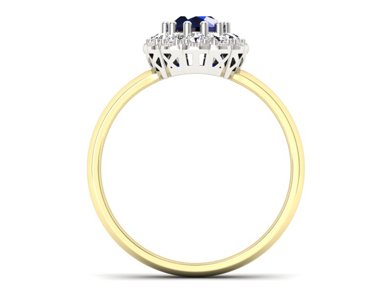 Pierścionek z szafirem i brylantami - p15117zbsz - 2