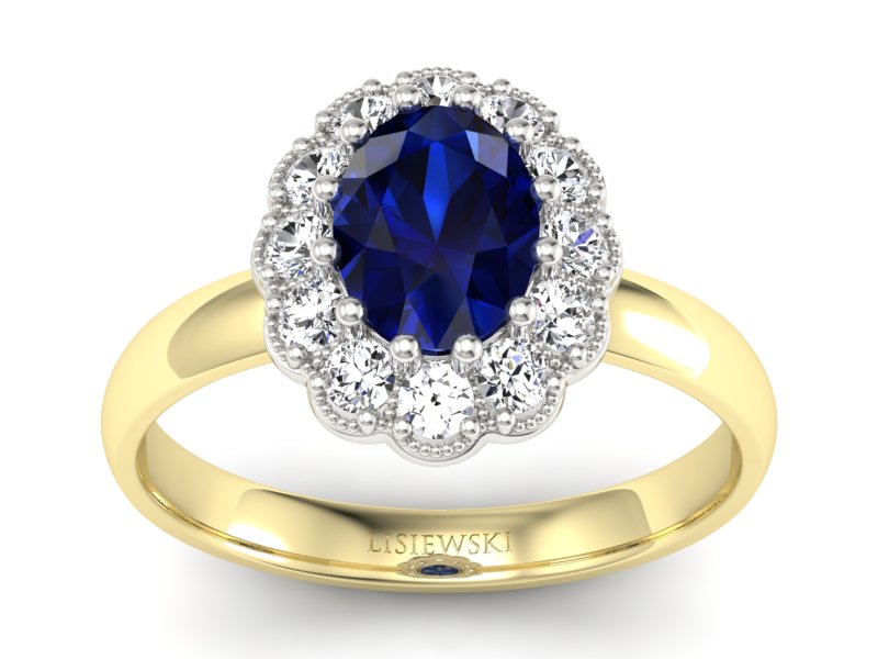 Pierścionek z szafirem i brylantami - p15117zbsz - 1