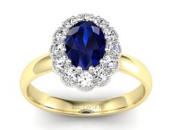 Pierścionek z szafirem i brylantami - p15117zbsz