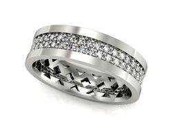 Obrączka damska z brylantami białe złoto próba 585 - P15119b