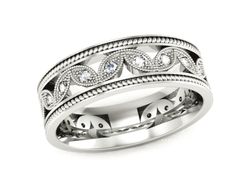 Pierscionek Obrączka z brylantami białe złoto 585 - p15122b