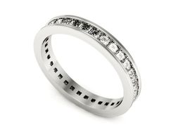 Obrączka białe złoto z diamentami soczewkowa - p15128b