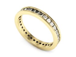 Obrączka żółte złoto z diamentami soczewkowa - p15128z
