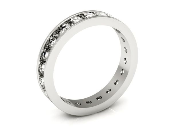 Obrączka z brylantami białe złoto soczewkowa - p15129b