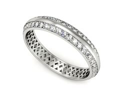 Obrączka z brylantami białe złoto półokrągła 585 - p15132b