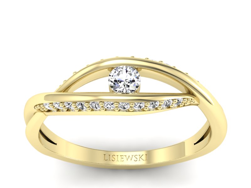 Pierścionek zaręczynowy z diamentami żółte złoto - p15136z - 1