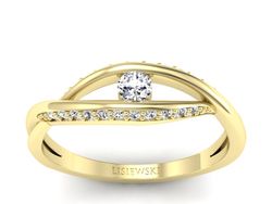 Pierścionek zaręcznynowy z diamentami żółte złoto - p15136z