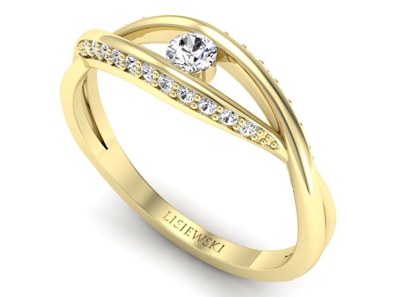 Pierścionek zaręcznynowy z diamentami żółte złoto - p15136z