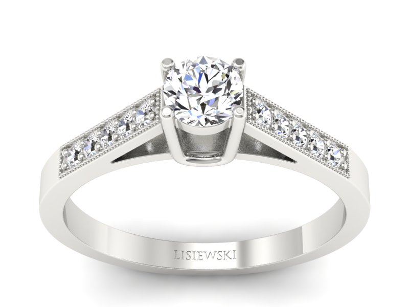 Złoty pierścionek z brylantami białe złoto - P15138b - 1