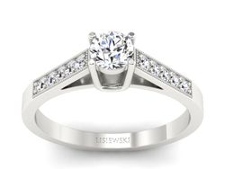 Złoty Pierścionek z brylantami białe złoto 585 - P15138b