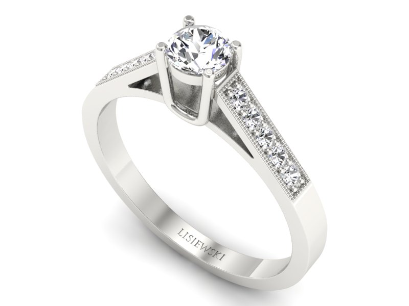 Złoty pierścionek z brylantami białe złoto - P15138b - 3