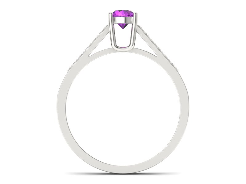 Złoty pierścionek z ametystem i brylantami - P15138bam - 2