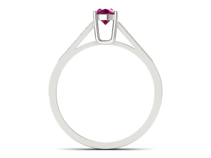 Pierścionek z rubinem i brylantami białe złoto - P15138br - 2