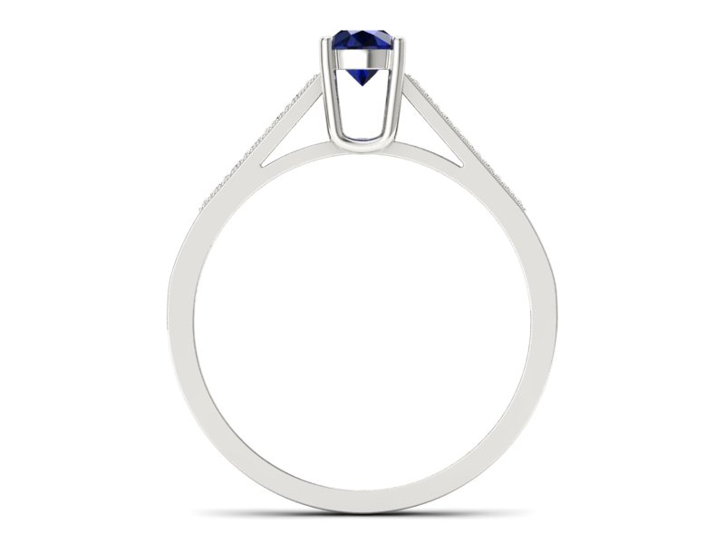 Pierścionek z szafirem i brylantami białe złoto - P15138bsz - 2