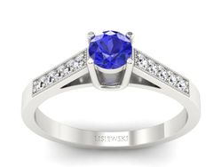 Pierścionek z szafirem białe złoto z brylantami - P15138bszc