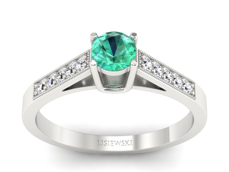 Złoty pierścionek ze szmaragdem i brylantami - P15138bszm - 1