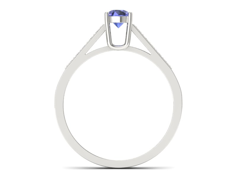 Pierścionek z tanzanitem białe złoto z brylantami - P15138bt - 2